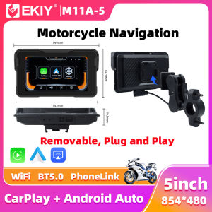 EKIY 5.0 inch Wireless CarPlay Moto Android Auto Portable Digital Motorcycle Dashboard GPS Motorcycle Navigation Display Screen