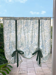 American Style Cotton Linen Pull up Curtain YASHLIE Blueberry Forest Vintage Tie Door Curtain Partition Short Curtain