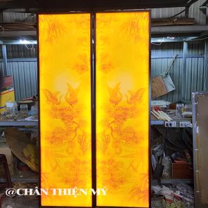 Đèn Hào Quang In Tranh Trúc Chỉ Tùng Hạc Bộ Đôi Trang Trí Bàn Thờ Phòng Thờ Treo Tường TC-TD-35