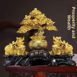 LIWAN | Golden Pi Xiu Wealth-Attracting Tree Decorative Figurine