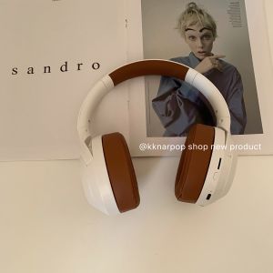 Kknar Retro White Brown ~ Headset Bluetooth Headset Long Endurance Trendy Wear and Take Photos Wireless Headset Ins Style