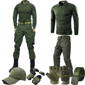 Green Tactical Uniform Camouflage Military Combat Shirt Pants Set Multicam Airsoft Paintball Hunting Outdoor Clothing for Men
