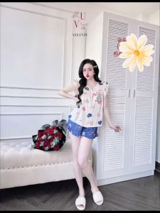 Set Đùi Cánh Tiên cổ tròn vải Lụa Latin mềm mịn thoáng mát có 2 phom (dưới 58kg & dưới 68kg)