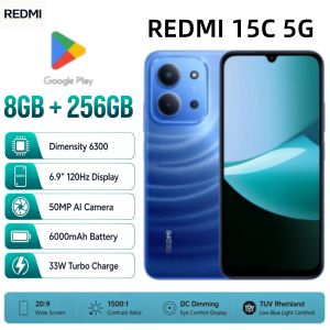 Redmi | 2026 new Redmi 15C 5G 8GB+256GB Smartphone Dimensity 6300 120Hz Display 50MP AI Camera 6000mAh Battery 33W Turbo Charge