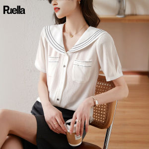 puella | Áo Sơ Mi Kiểu Pháp Cổ Hải Quân Dáng Rộng Giúp Gầy Ốm