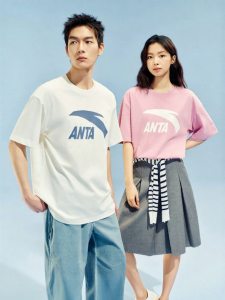 ANTA | Áo Thun Thể Thao Cổ Tròn Tay Ngắn Dáng Rộng Cho Cặp Đôi Mùa Hè