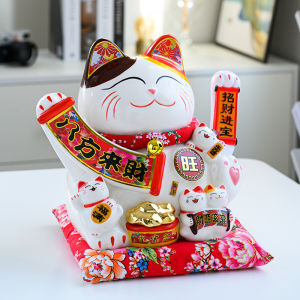 Automatic Waving Large Size Prosperity Cat Statue Housewarming Opening Gift