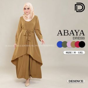 🇲🇾 DESINCE Long Dress Muslimah Solid Color Plain Design Dress Panjang Maxi Dress Raya Dress Perempuan WW 016