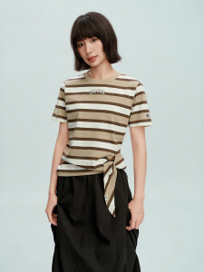 Champion | Womens Cotton Round Neck Striped T-Shirt