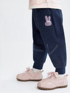 Purcotton | Cotton Stretchy Denim Sport Pants for Toddler Girls