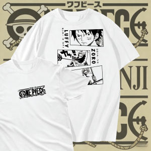 Bandai | 2026 Summer One Piece Luffy Zoro Sanji Manga Panel Retro Cotton Print T-Shirt Adult Kids Breathable Tee Short Sleeve Top Y2k