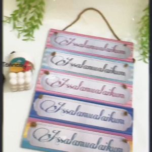 TENNESY HIASAN DINDING GANTUNGAN TALI KALIMAT SALAM ASSALAMUALAIKUM 30x10CM PAJANGAN KAYU DEKORASI DINDING DEKORASI DINDING KALIMAT TAYYIBAH