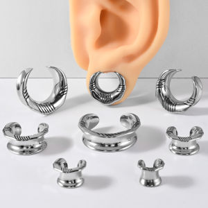 1PC Stainless Steel U Shaped Ear Plugs Expanders Twill Ear Gauge Earring Gauges Stretchers Punk Piercing Body Jewelry 8mm-25mm