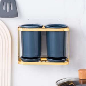 Luxurious Ceramic Green Enamel Chopsticks Holder Wall Mounted Drainable Kitchen Storage Bucket Hanging Chopsticks Box