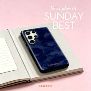 Potdemiel | Navy Blue Bow and Star For Samsung Galaxy S26 Ultra A56 Exquisitely Pattern Double Protective Phone Cover Cases CaseChic
