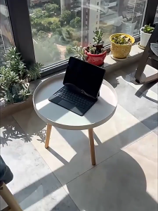 ARC Coffee Side Table Table Nordic Style Round Table with Three Wooden Legs