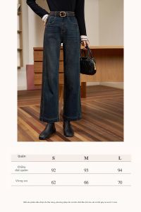 Quần Jeans Nữ Vintage Dài Qua Mắt Cá Chân Ống Suông