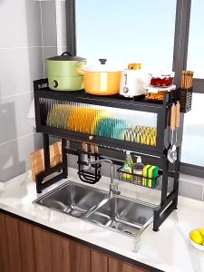 MIKI kệ chén có nắp đậy kệ để chén bát Đa Năng Thông Minh Nhà Bếp Trên Bồn Rửa 2 màu