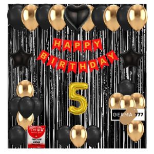 Set Dekorasi Backdrop Pesta Balon Ulang Tahun Anak & Banner Happy Birthday Merah