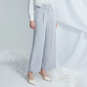 Caroline High Waist Simulation Silk Suit Pants Casual Pants Spring New Style ECREAA17 Straight Leg Long Pants Commute Style
