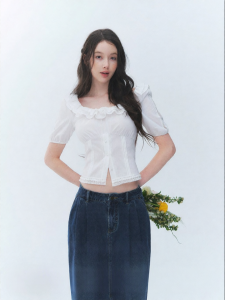 La lune Du ciel | Áo Sơ Mi Nữ Vintage Có Lớp Ren Xếp Ly