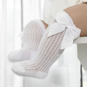 Tất Bé Gái 0-24 Tháng Tuổi Tập Đi Nơ Cotton Lưới Ren Công Chúa Tất Dài Mùa Hè Thường Ngày Đan Trẻ Sơ Sinh Tất Cao Đến Đầu Gối