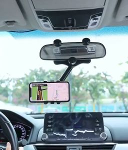 Giá đỡ điện thoại - Giá đỡ kẹp điện thoại lên gương chiếu hậu để trên xe hơi ô tô có thể xoay 360 độ và thu vào dễ dàng