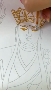 Bút Chép Kinh Bút nhũ vàng kim tuyến Tô Tranh Phật - Dg Books