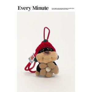 Creative Couples Keychain Gift Plush Toy Bee Dog Flower Design Soft Polyester Fiber Cartoon Style Bag Accessory Hanging Ornament