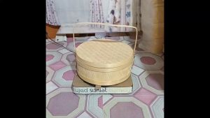 Wadah Makanan dari Anyaman Bambu Model Rantang Bulat Diameter 30 cm