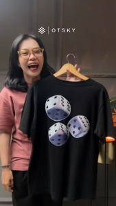 Otsky Kaos Pria Logo Dice Black Cotton 24s X DT310D