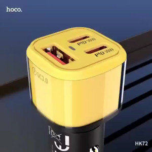 HOCO HK72 หัวชาร์จในรถ 3 พอร์ต ชาร์จเร็ว PD 30W + QC 3.0 สูงสุด 60W พอร์ตชาร์จ Type-C x 2 / USB x 1