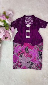Dark Purple Kebaya Budak Newborn - 4 years baju raya budak comel 2026