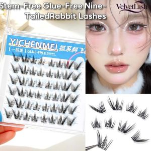 VelvetLash【Local Stock】No Glue Su Daji Fox Eye Effect Fluffy False Eyelashes Natural Sunflower Cluster Lashes Reusable Lash Extension