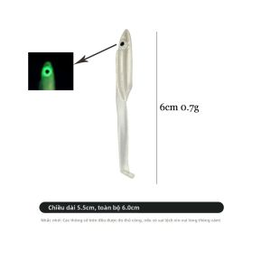 Mồi Câu Giả Mềm Mr.Lurion 100 Chiếc 6cm 0.7g Có Mắt 3D Đuôi Mái Chèo Dành Cho Cá Rô Cá Vược Cá Hồi - Gói 100 Cái