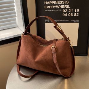 Fall Winter Versatile Matte Suede Crossbody Bag Womens Fashion Retro Style Shoulder Soft Square Shape Daily Use