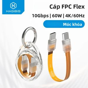 Hagibis FPC USB C Cáp Linh Hoạt Có Móc Khóa Di Động Đầy Đủ Chức Năng Type-C Cho Thunderbolt 5 Power Bank SSD - Truyền Dữ Liệu Tốc Độ Cao Sạc Nhanh