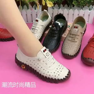 Womens soft leather orthopedic shoes/hand-stitching/elastic sole  Breathable Leather Casual shoes