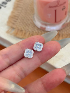 YICAN | Blue Crystal Four-Leaf Flower Elegant Luxe Minimalist Earrings