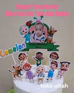 Topper Cake Cocomelon Custom Foto dan Nama untuk Hiasan / Dekorasi Kue Ulang Tahun Anak Karakter