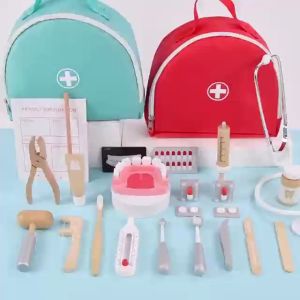 Hntob 20pcs Wooden Doctor Kit Set Basic Skills Educational Sensory Toy Learning Montessori Toys