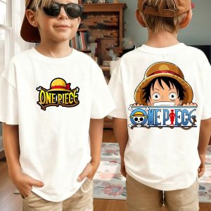 Bandai | New Anime One Piece Japanese Printed Mens T-Shirt Roronoa Zoro Boy Childrens Harajuku Short Sleeve Kids Luffy T-shirt Clothing