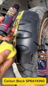 Dung dịch làm đen nhựa nhám bị cũ lâu ngày chai 100ml_Sprayking Carbon Black dùng cho phần nhựa ôtô xe máy
