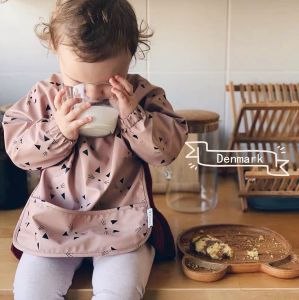 Denmark Childrens Whole Body Waterproof inside-out Bib Baby Eating Bib Soft Baby Food Anti-Dirty Eating Bib