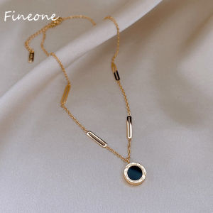 Fashion Titanium Steel Roman Digital Wafer Pendant Necklace Fashion Jewelry Womens Necklace