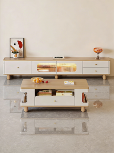 HETU | Cream Style Solid Wood Narrow TV Storage Unit