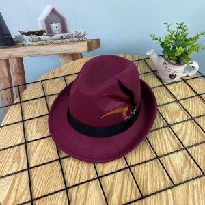 New Color Feather Small Top Hat Mens and Womens Fashion Felt Hat All Match Gentleman Hat Retro Jazz Hat