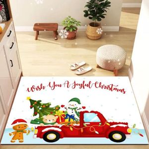 VIKAMA Affordable Luxury Christmas and New Year Doormats Non-Slip Entryway Rugs Bathroom Decorative Mats Home Decor