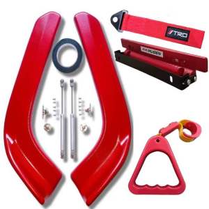 Winglet Universal Paket Fulset Bumper Car Fiber Poxy Kuat Aksesori Mobil Mugen Red