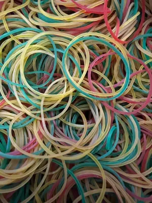 Rubber Band- Assorted color (GOMA) variation: strong transparent jelly and ordinary assorted goma